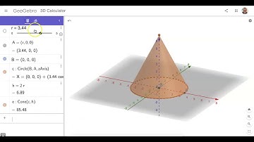 Build a CONE (H = 2R) in GeoGebra 3D: Method 2 (Use CIRCLE and EXTRUDE TO PYRAMID Tools)