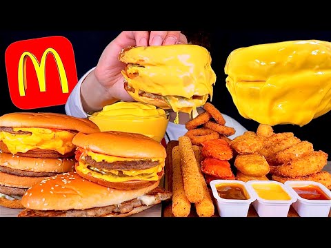 ASMR 맥도날드 버거킹 패스트푸드🥤트리플 치즈버거 롱치즈스틱 너겟 치즈소스 찍먹방~! McDonald’s Cheese Burger Nuggets 🧀Stick MuKBang~!