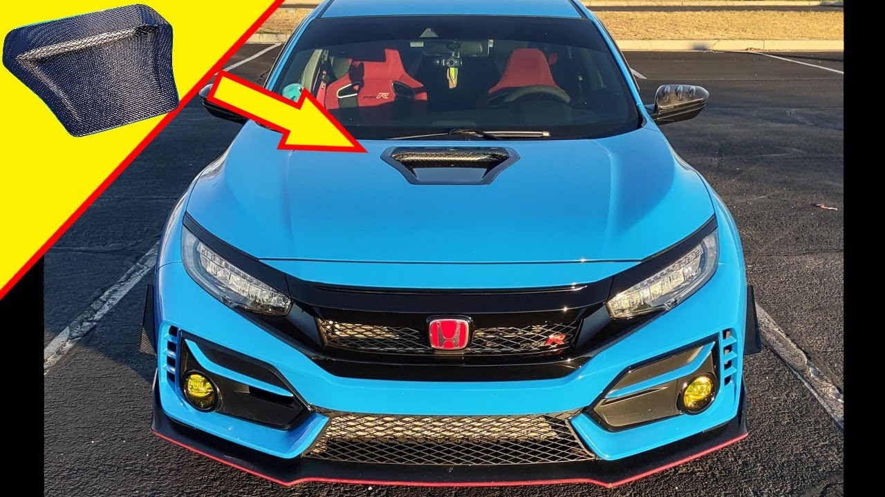 CARBON FIBER HOOD SCOOP INSTALL Project CTR 2021 Honda Civic Type R Carbon fiber hood scoop install project ctr 2021 honda civic type r