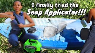 Using the Soap Applicator on my Greenworks Pressure Washer | Kayak Cleaning