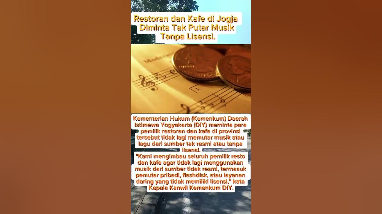 Restoran dan Kafe di Jogja Diminta Tak Putar Musik Tanpa Lisensi.#videoshorts #shorts #jogjakarta #. Restoran dan Kafe di Jogja Diminta Tak Putar Musik Tanpa Lisensi.#videoshorts #shorts #jogjakarta #.