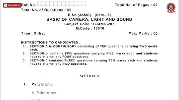 BSC JAMC 3RD SEM BASIC OF CAMERA LIGHT AND SOUND MAY 2019 | PTU