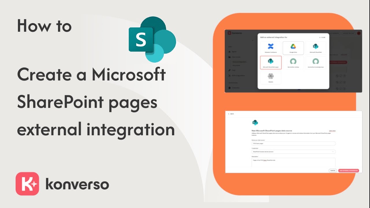 How to create a Microsoft SharePoint pages external integration | Konverso AI Agent Platform