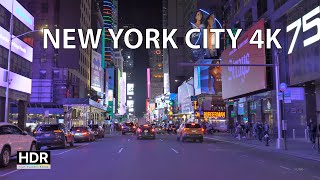 Driving New York City 4K HDR  Midtown Manhattan Lights