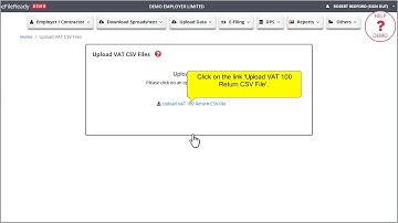 Upload VAT 100 CSV File