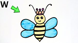 Queen Bee Drawing With W | How To Draw Queen Bee Simple And Easy