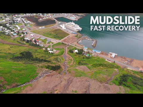 Before and After the Mudslide Cleanup in Seyðisfjörður Iceland