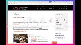 Occidental College Library Webpage - Quick Guide