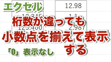 エクセル【無音】桁が違う小数を小数点を揃えて表示する  ０を表示しない【忘れたときに見るエクセルの備忘録】 h13