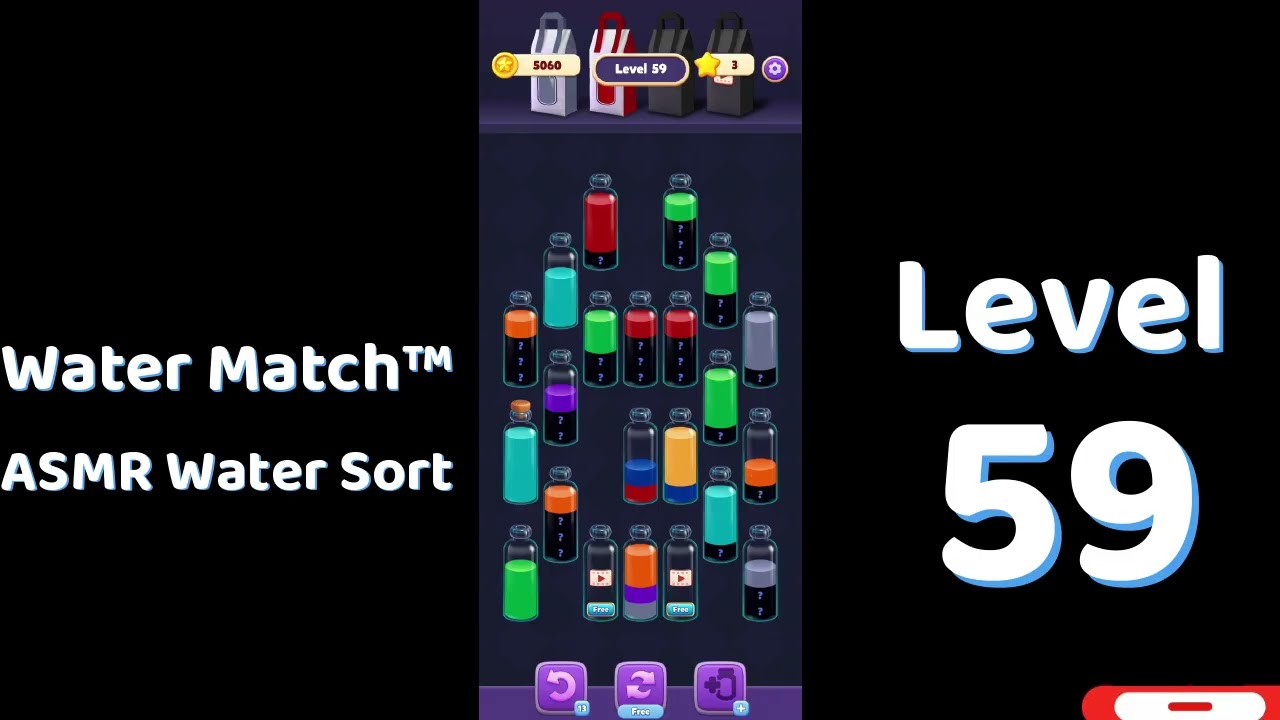 Water Match Level 59 | ASMR Water Sort Puzzle 🧠💧 Relaxing Brain Game | Mini Boss