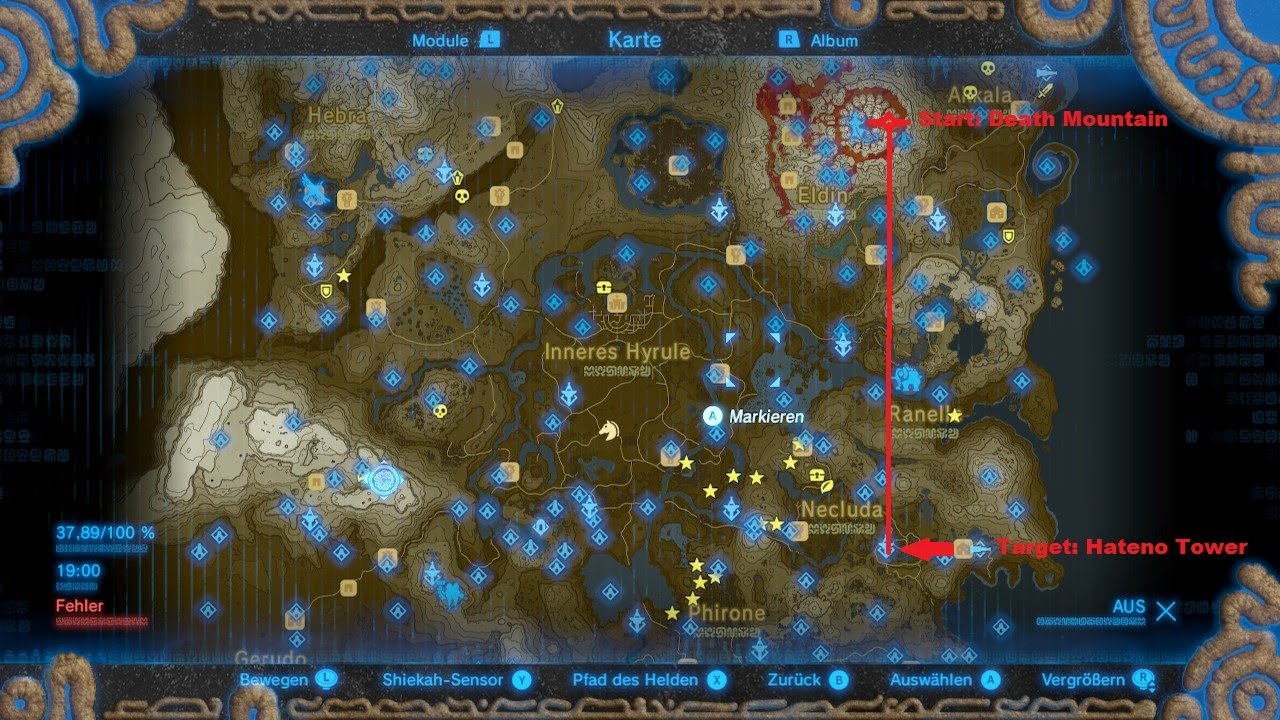 Zelda BotW Fly from Death Mountain to Hateno Tower with Stasis Bounce