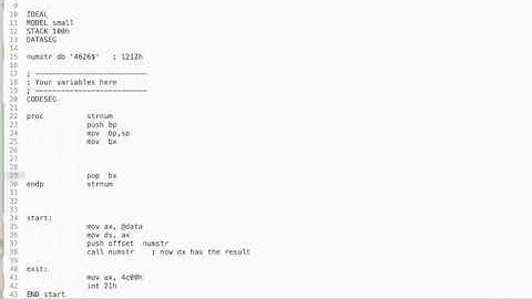 strnum - Turn a string of digits to a number Assembly 8086