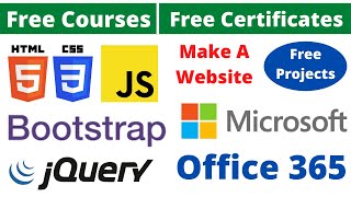 Udemy Free Certificate Courses Microsoft Office 365 | HTML CSS JS Bootstrap Project Online Classes