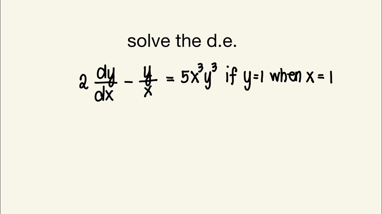 Solving a Bernoulli Differential Equation (2) - YouTube