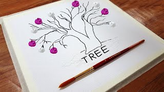 acrylic easy painting quick step tree abstract