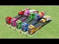 TRANSPORTING ALL COLORFUL POLICE CARS, AMBULANCE, EXCAVATOR, DUMP TRUCK, DAF TRUCK TO GARAGE