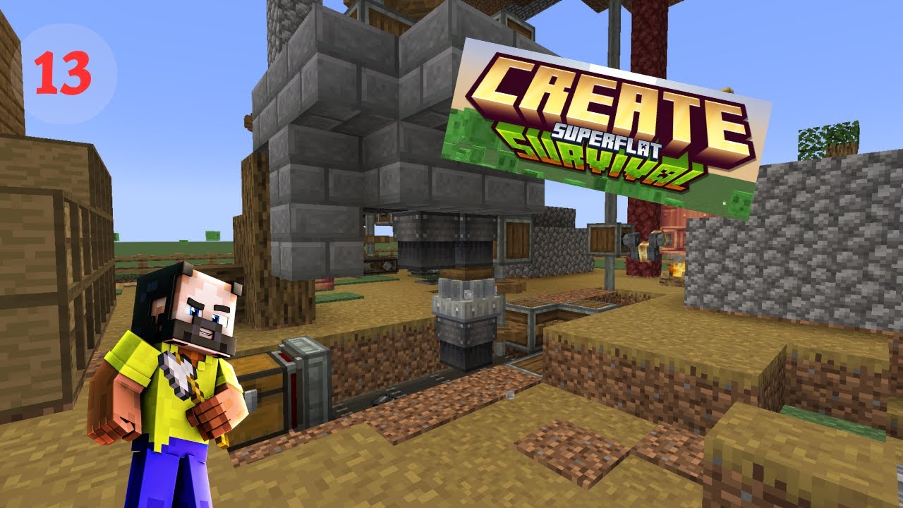 Stockage et arrivée d'un villageois fou sur CREATE SUPERFLAT SURVIVAL !!! #13