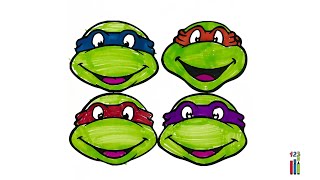 TEENAGE MUTANT NINJA TURTLES Coloring Sheet for Kids | TMNT Leonardo Rafael Donatello Michelangelo