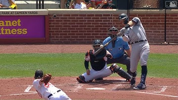 Aaron Judge crushes towering two-run home run in 3rd to deep left against the Orioles