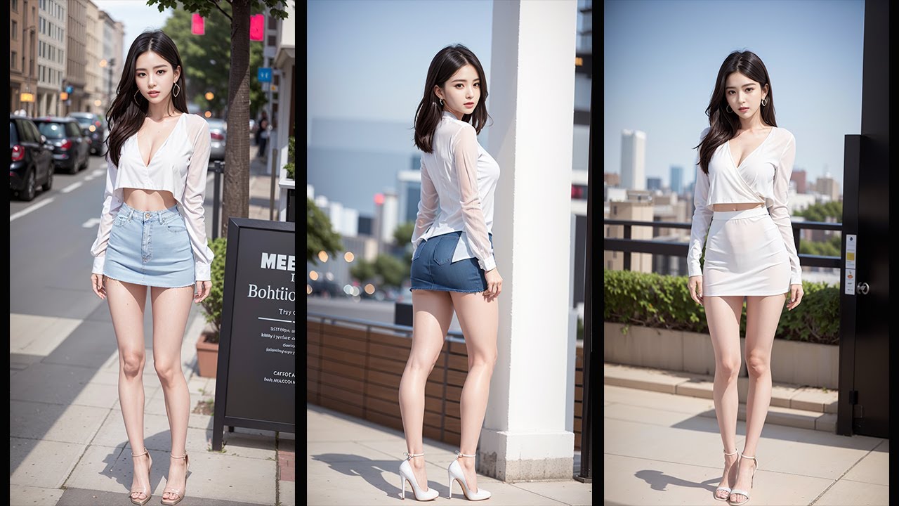 AI 룩북 미니 스커트 화보 ( AI Lookbook Mini skirt photoshoot ) YouTube