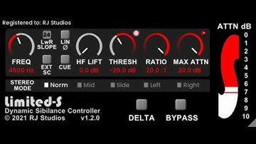 RJ Studios updates Limited-S De-Esser/Enhancer to v1.2.0 - User resizable GUI and Linear Phase mode