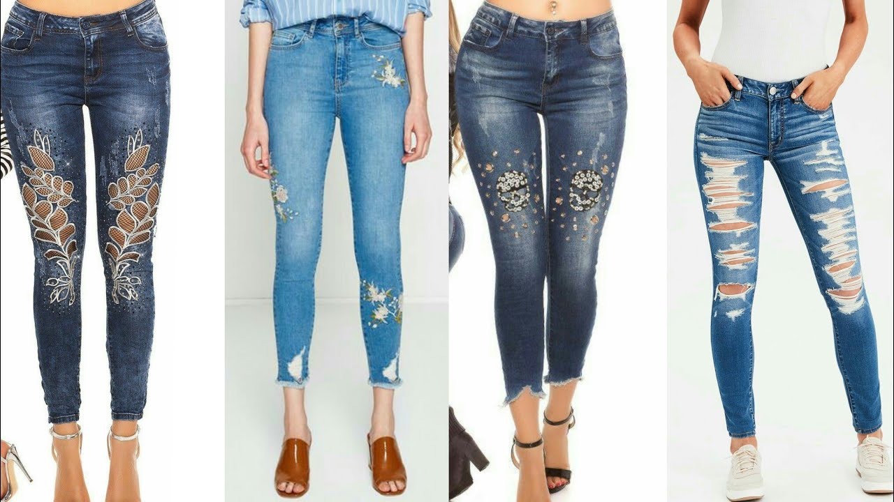 Pearl Detail Distressed Skinny Jeans Designs 2019