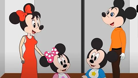 Mickey Mouse Family Gets Stuck in Elevator at Cinema Episodes! Minnie Mouse, Donald Duck New Cartoon