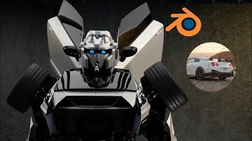 Transformers 3D Animation in Blender . Nissan GTR turn into robot. My first  animation in blender.