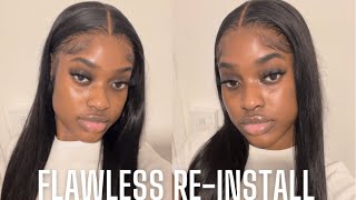 FLAWLESS RE-INSTALL USING EBIN SPRAY | 26&quot; STRAIGHT LONG WIG | ASTERIA HAIR ONE MONTH UPDATE