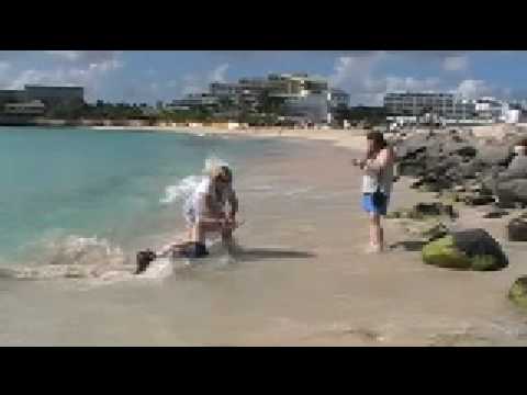 Cindy In The Surf in St. Maarten