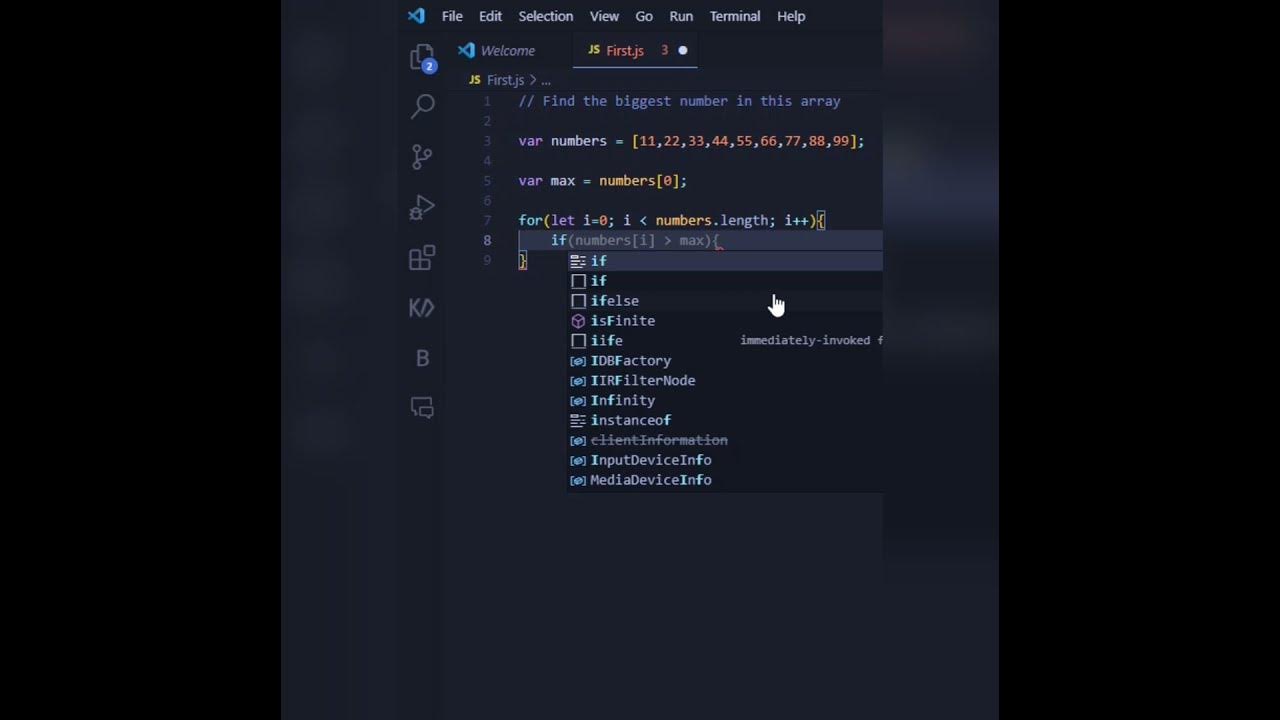 Find the biggest number in this array solve with javascript - YouTube