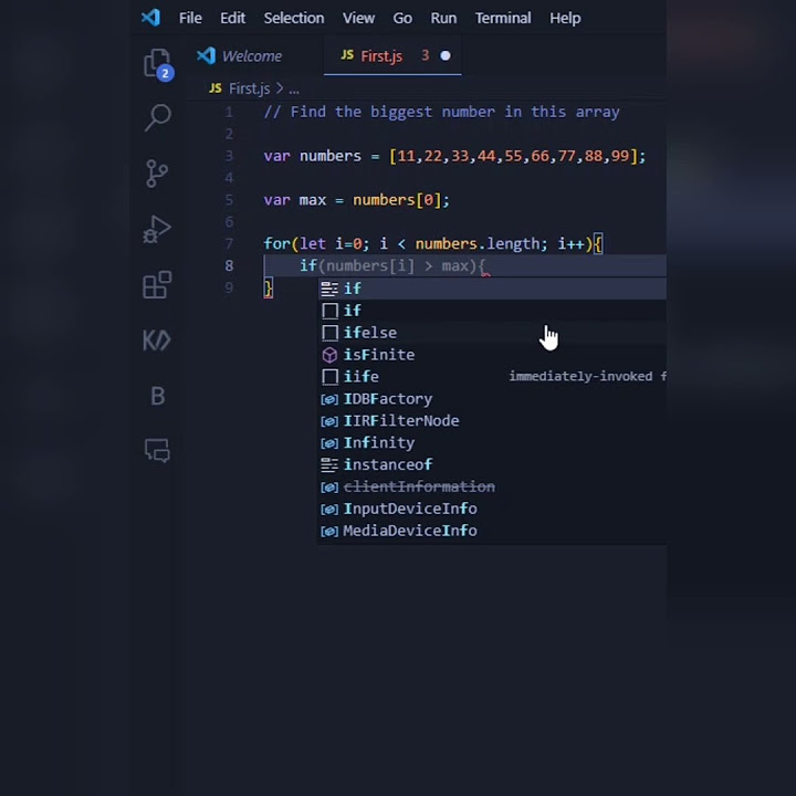 Find the biggest number in this array solve with javascript - YouTube