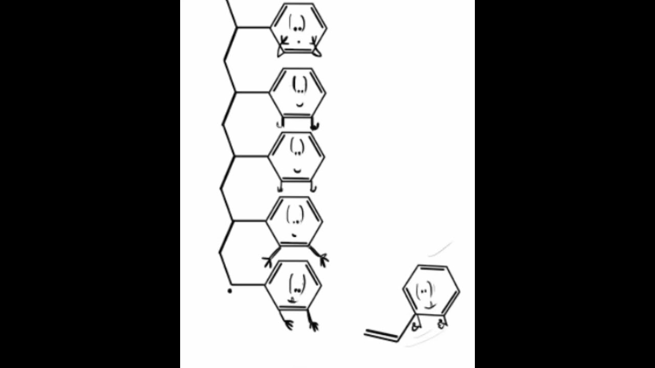 Free radical polymerisation of styrene #chemistryshorts   #chemistry #science #scienceshorts