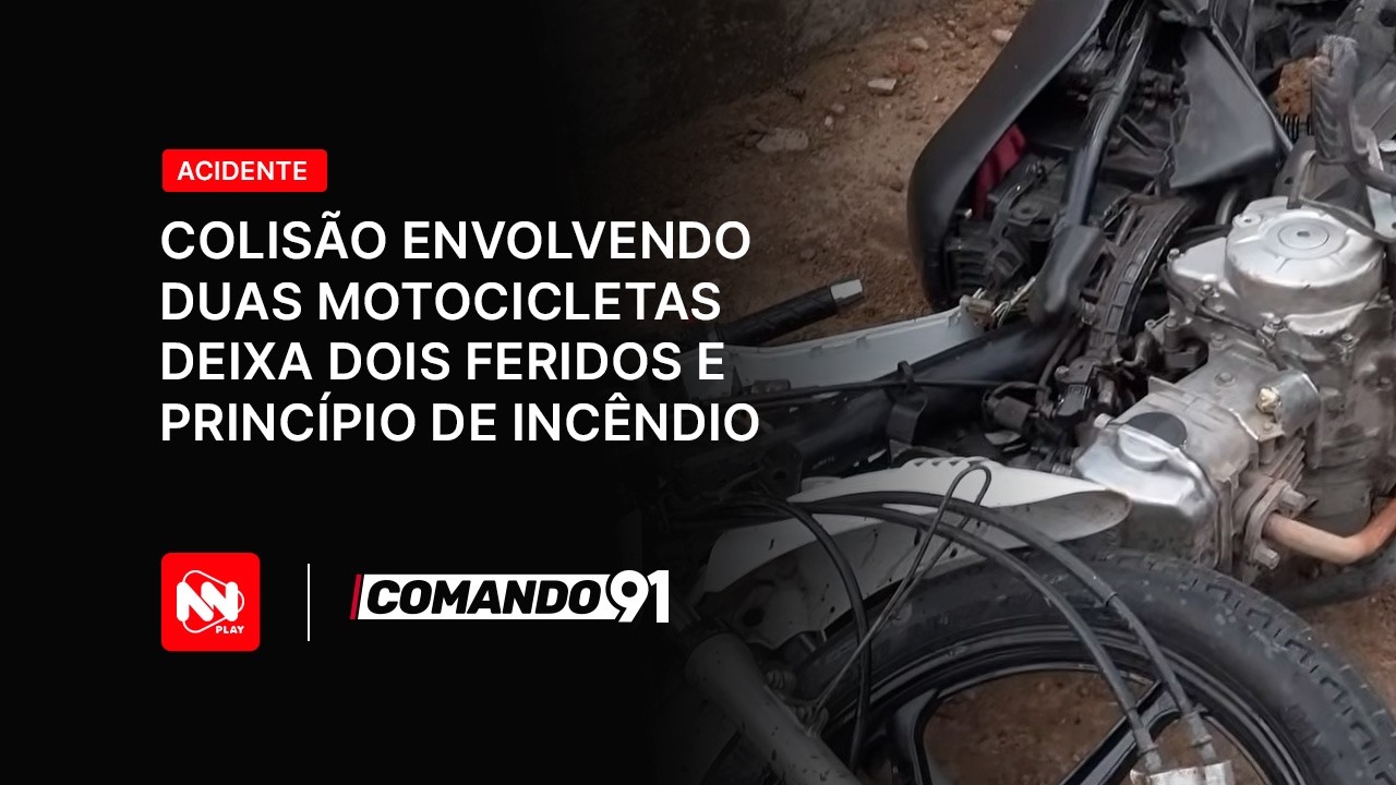 Colisão envolvendo duas motocicletas deixa dois feridos e princípio de incêndio