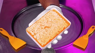 Honey Ice Cream Rolls - how to make Bee Honey Ice Cream out of a Honeycomb | ASMR