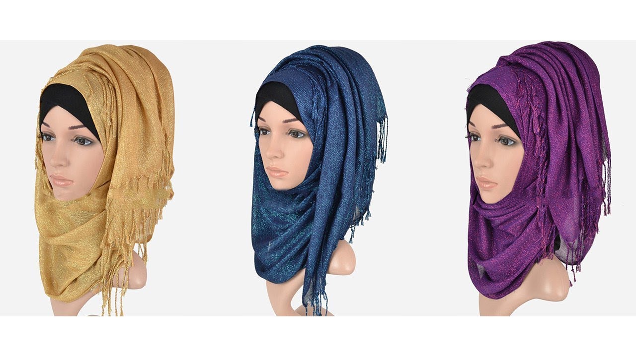 Muslim Islamic Head Wraps Viscose lurex Shawl Long Hijab Scraf! YouTube