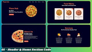Build a Complete Responsive Food & Restaurant Website using HTML CSS JavaScript | Header & Home