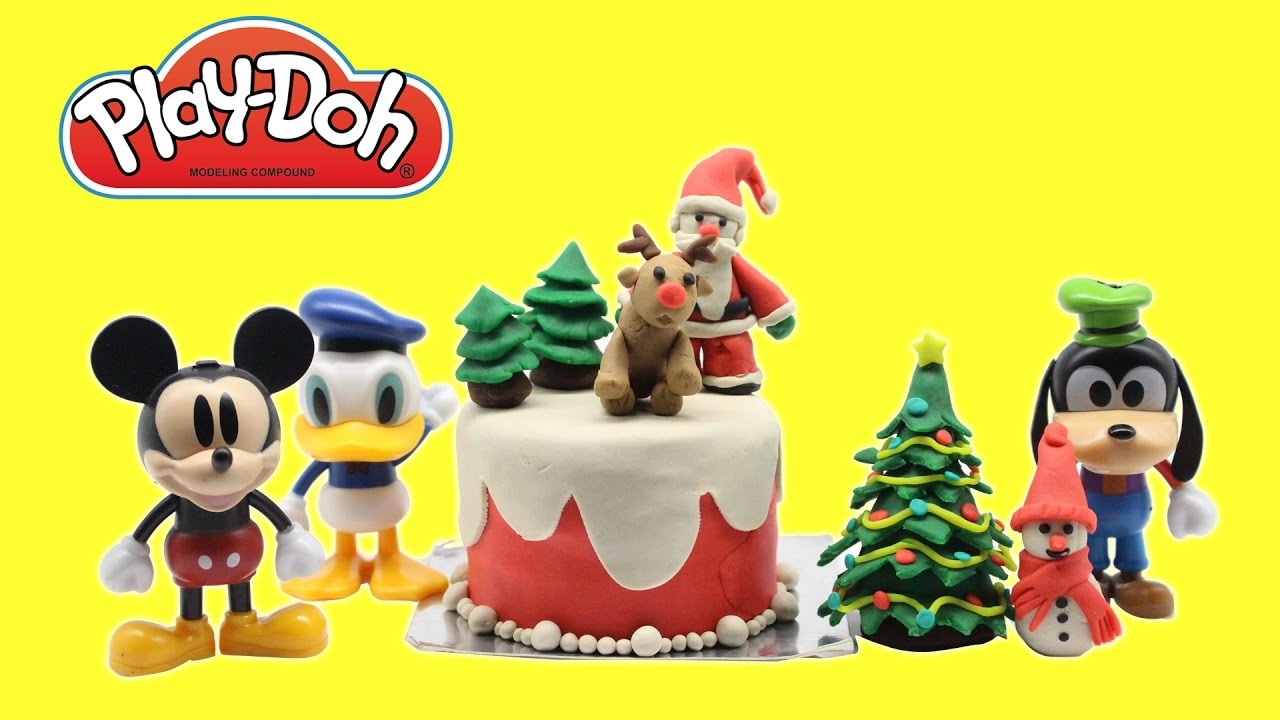 Play doh CHRISTMAS TREE Santa Claus cake play doh mickey mouse