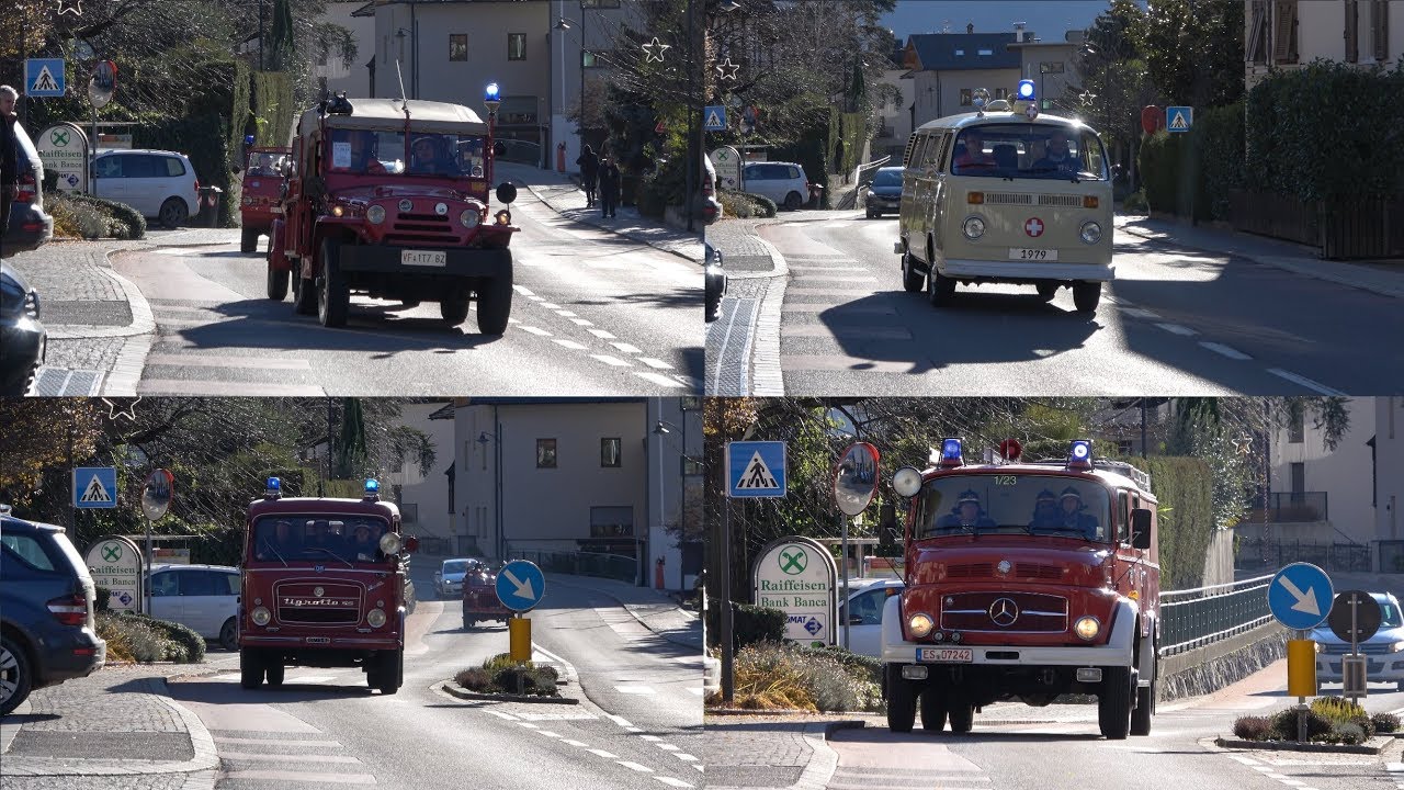 [4K - Allertamento] Simulazione di INCIDENTE e INCENDIO con MEZZI STORICI a Postal (BZ)