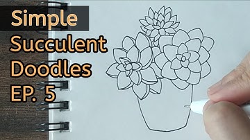 Simple drawing/ Succulents/ Cactus step-by-step EP. 5 | Doodles for beginners