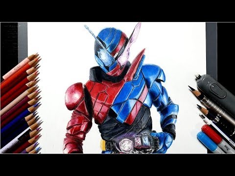 Realistically Draw Kamen Rider Build With Colored Pencils Youtube