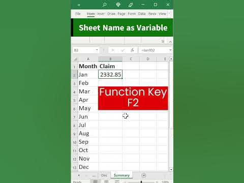 Use sheet name as variable in formula in Excel - YouTube