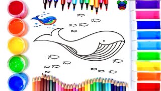 Как нарисовать КИТА / Раскраска КИТ для детей / рисунки для срисовки / How to Draw a Whale fo Kids