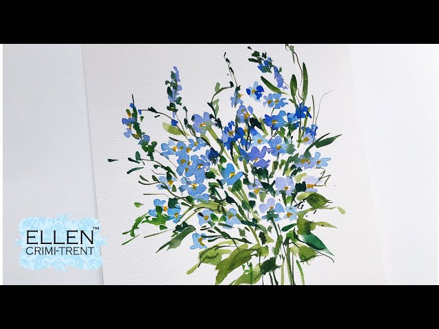 How to paint loose Forget me nots in watercolor - Day 14 