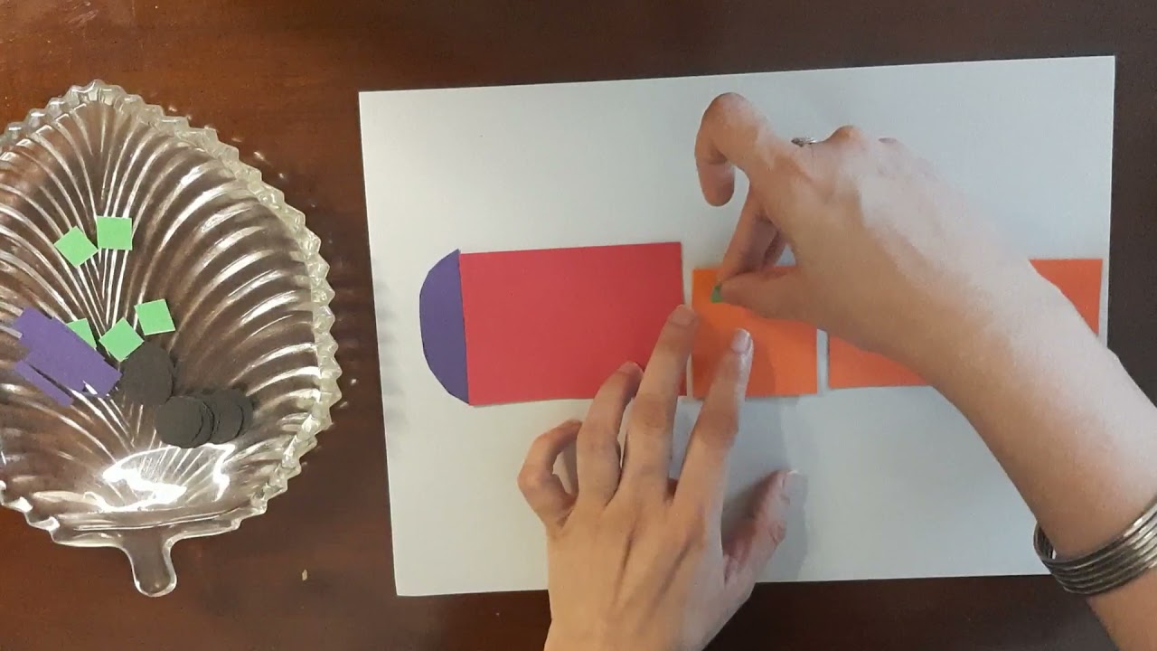 Изготовление поезда: вырезание и склеивание | Использование фигур | Геометрический поезд для дете...