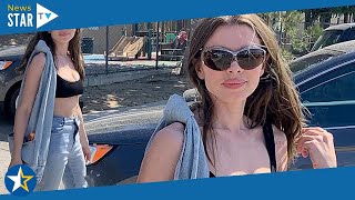 Julia Fox shows off underboob as she steps out in Los Angeles in a tiny bra top and denim 600677