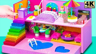 Make Miniature Pink Homestay with Outdoor Bedroom and Two Pool for a Family ❤ DIY Miniature House
