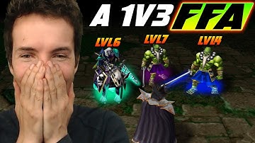 Free For All game turns into Grubby vs 3 PLAYERS! - WC3