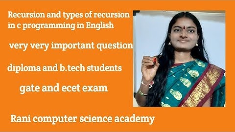 Recursion and types of recursion in c programming in English ||ecet/gate exam and diploma and b.tech