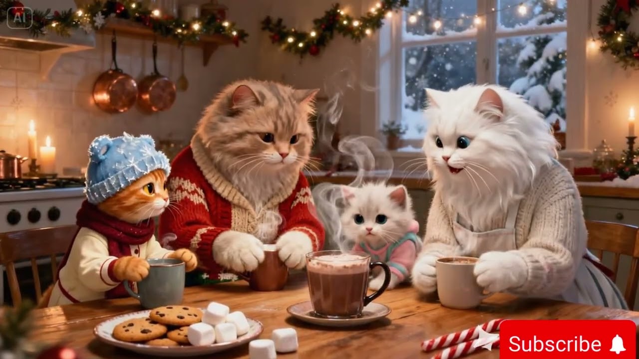 Ginger Cat's Cozy Christmas Eve 🎄 Heartwarming Holiday Animation.   Paper Stars & Hot Cocoa 